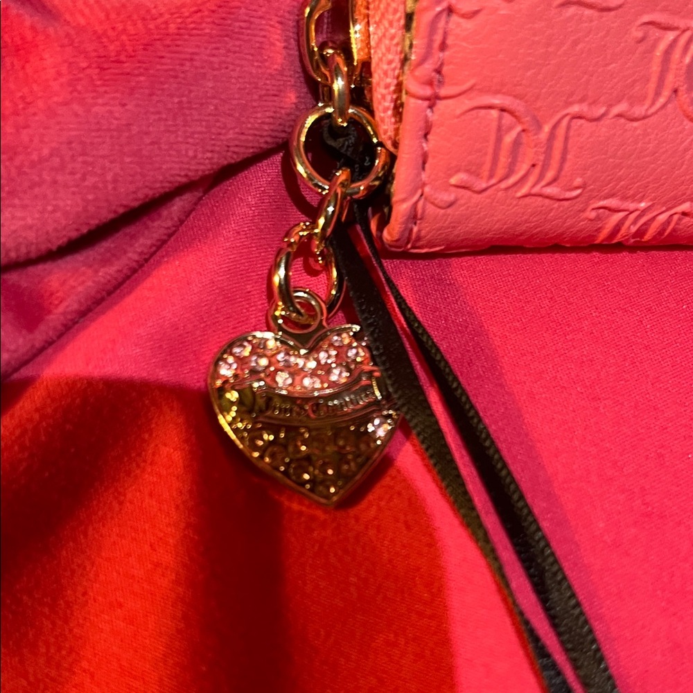 Juicy Couture Pink Embossed Zip Around Wallet with Charm - Picture 4 of 4